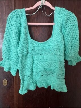 BiBi Teal Green Scoop Neck Knit Top